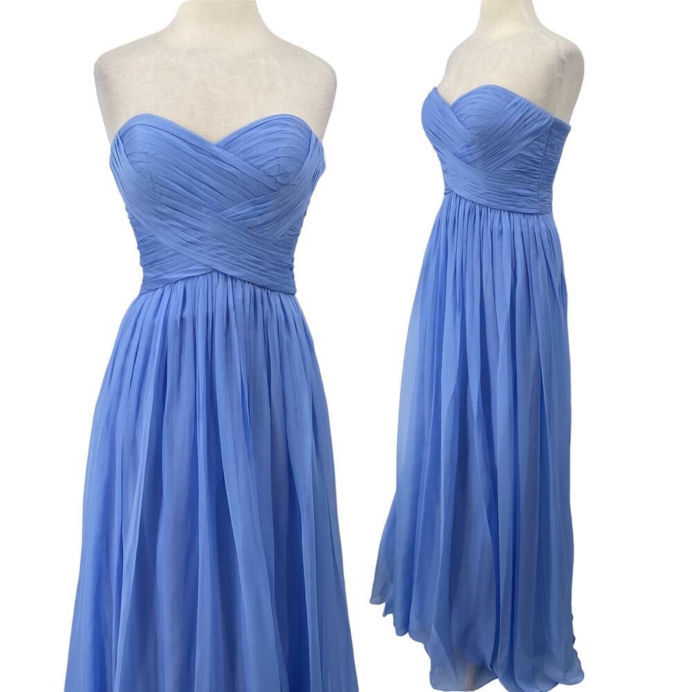 La Femme Gown Sweetheart Chiffon Strapless High Waist Cloud Blue NEW Womens 10